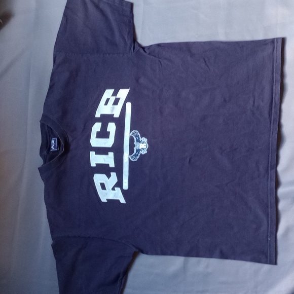 Vintage RICE University Owls T-Shirt Blue White Script Logo Heavyweight - Picture 1 of 7